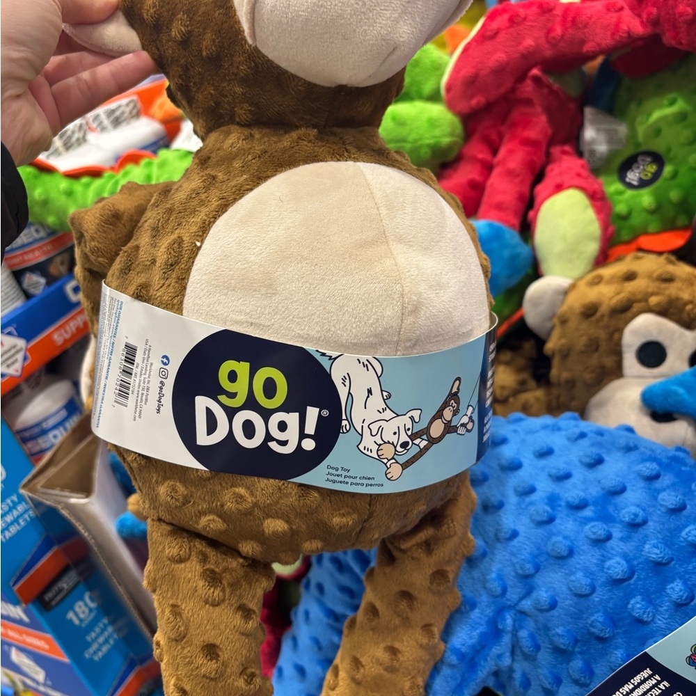 GoDog Monkey Dog Toy - Durable Squeaky Jumbo size Plush toy new with tags - Picture 4 of 4